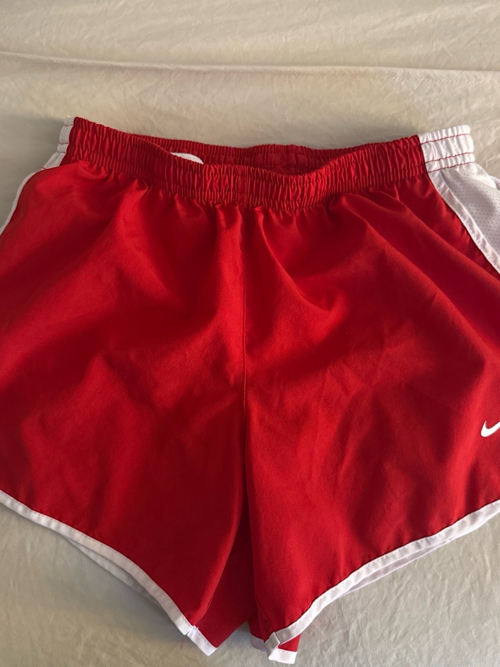 Nike Women's Red Athletic Shorts with White Trim